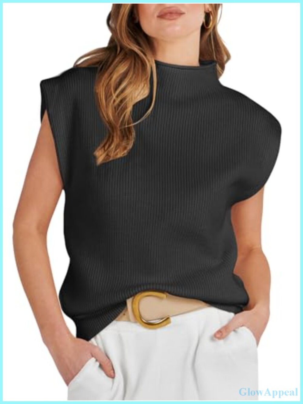 Mock Neck Sweater Vest Sleeveless Knit Work Office Business Casual